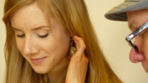 Pippa Leslie (Raina) listening to the sweet nothings of Sergius, with Andy in the background.